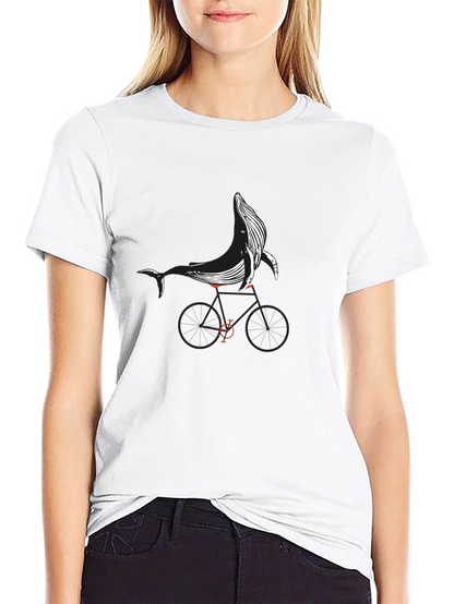 Whale on Bike Graphic Tee - Black