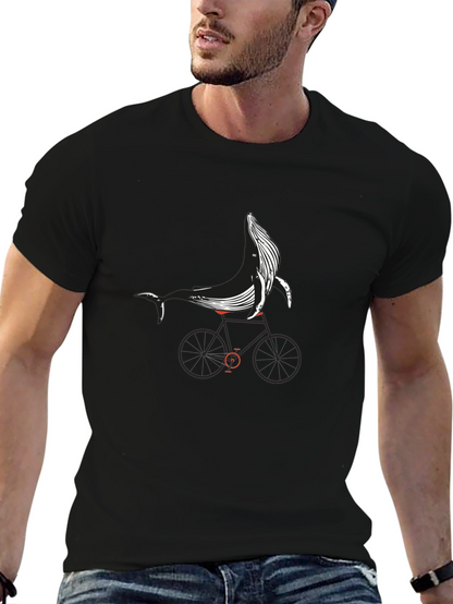 Whale on Bike Graphic Tee - Black