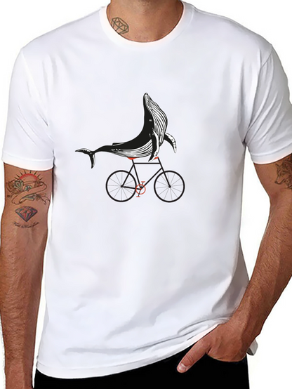 Whale on Bike Graphic Tee - Black