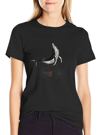 Whale on Bike Graphic Tee - Black