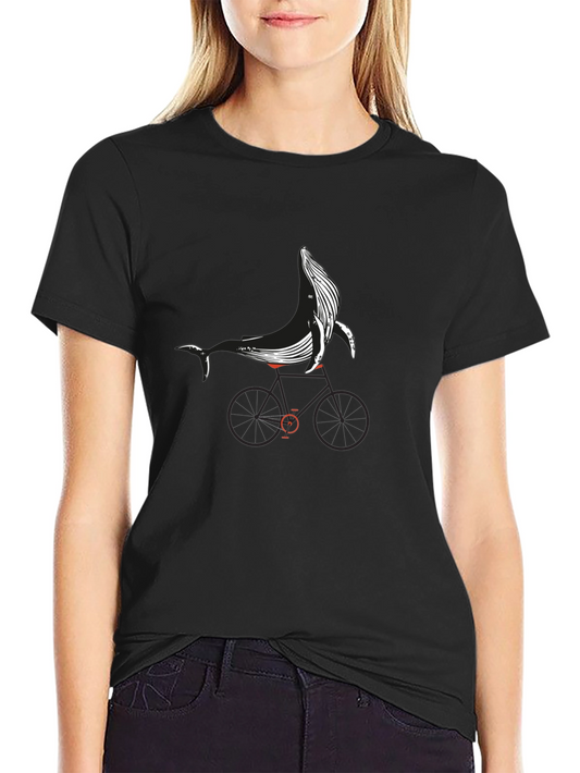 Whale on Bike Graphic Tee - Black