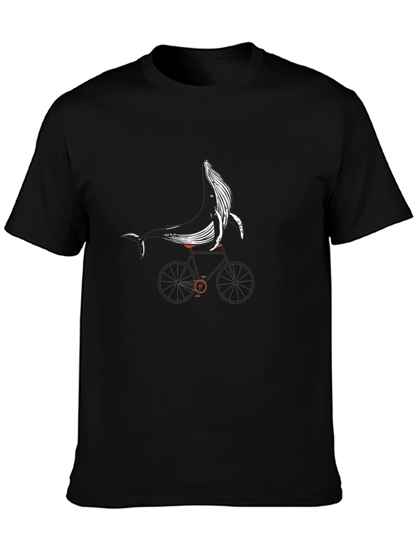 Whale on Bike Graphic Tee - Black