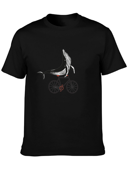 Whale on Bike Graphic Tee - Black