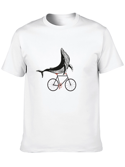 Whale on Bike Graphic Tee - Black