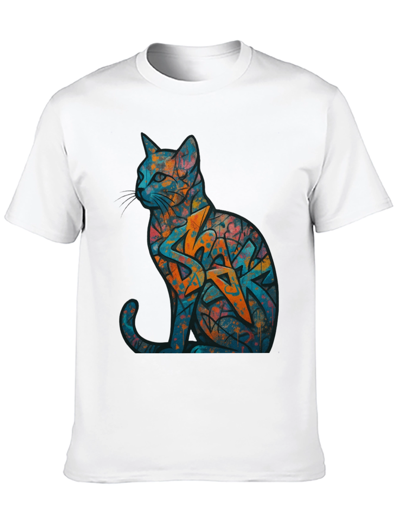 Urban Graffiti Cat Graphic Tee