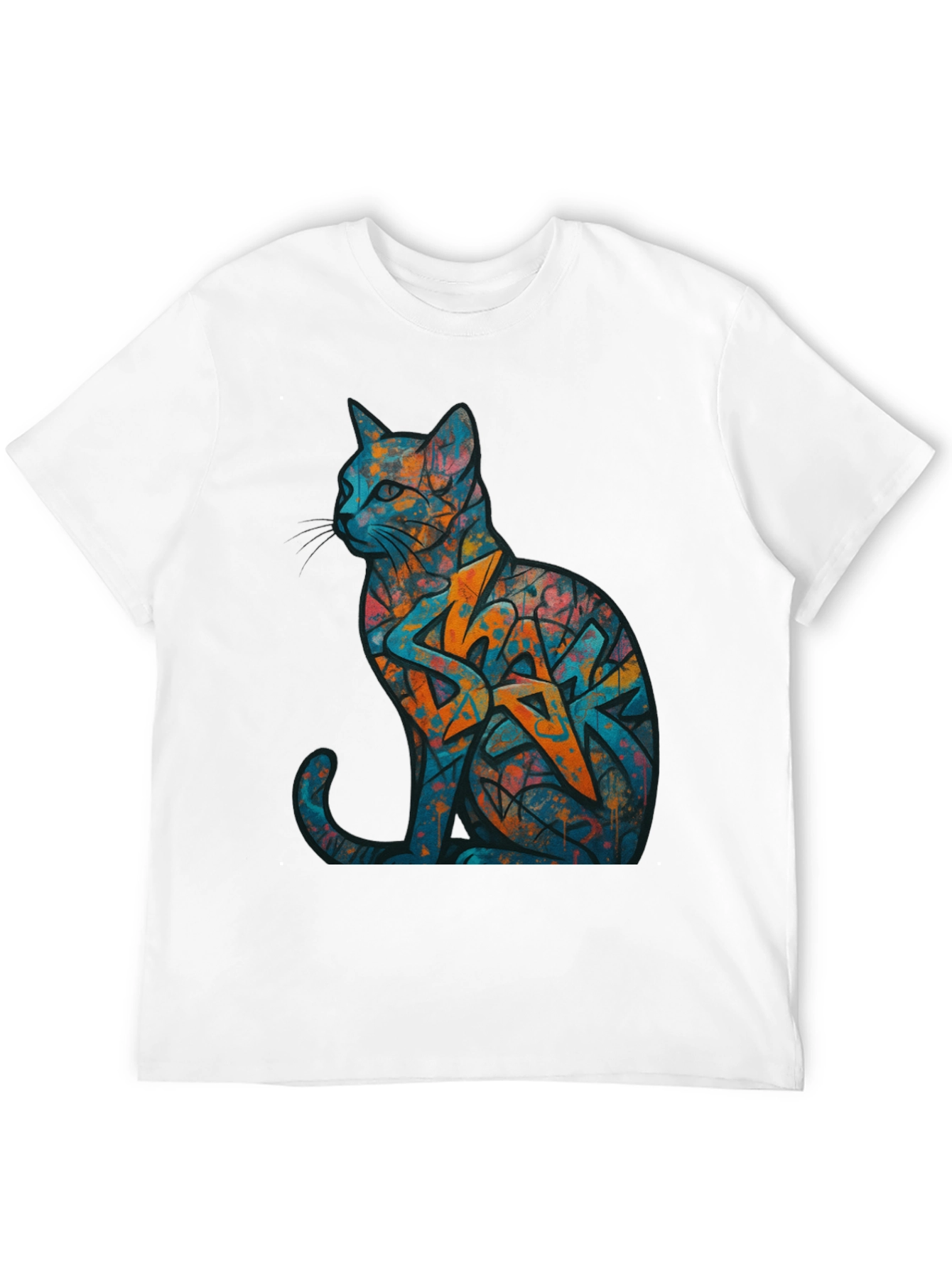 Urban Graffiti Cat Graphic Tee