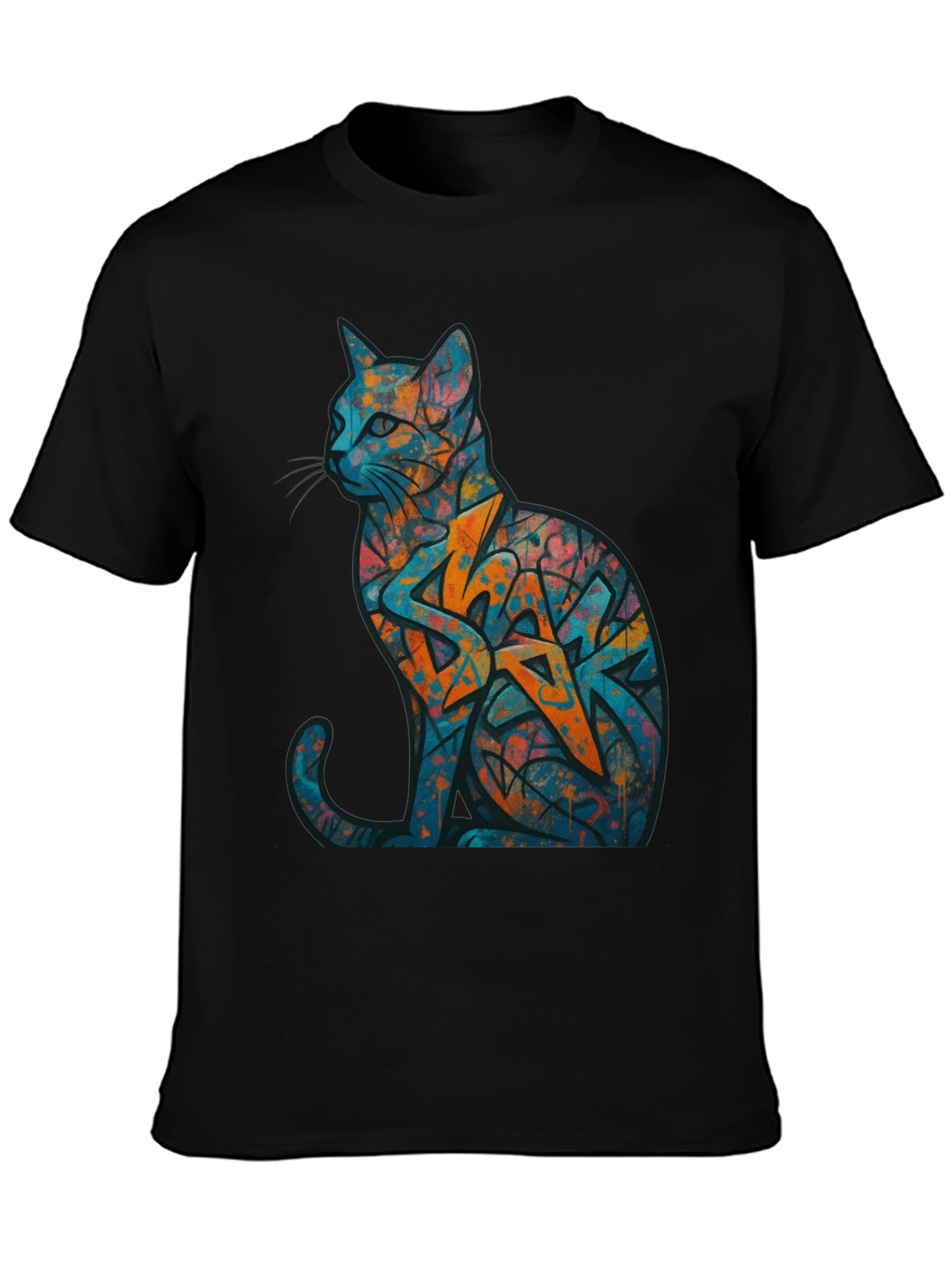 Urban Graffiti Cat Graphic Tee