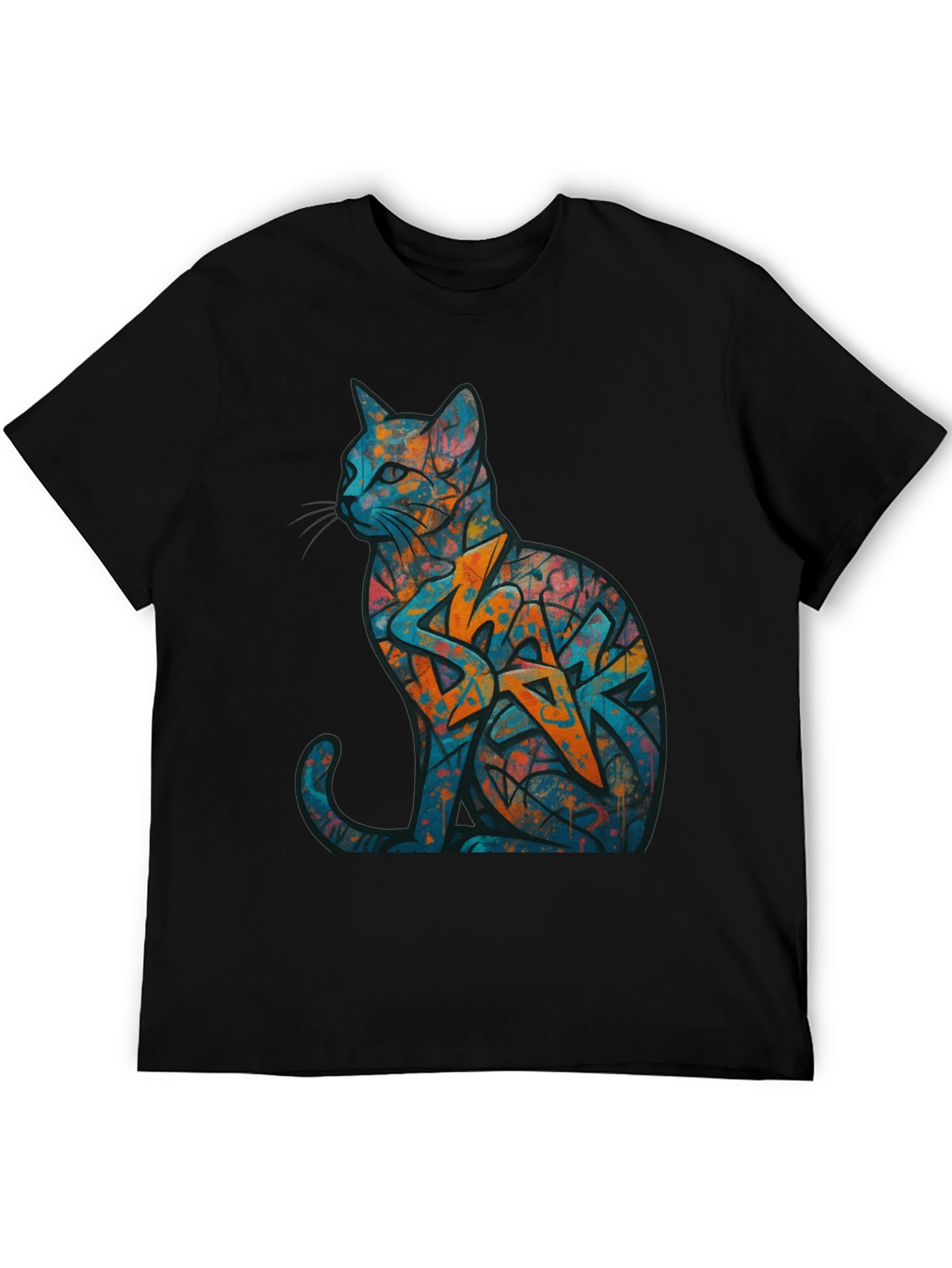 Urban Graffiti Cat Graphic Tee