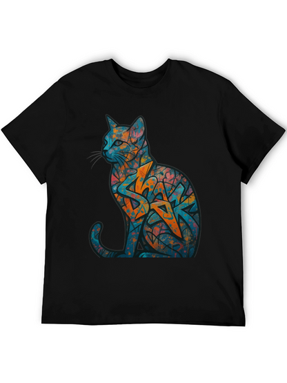 Urban Graffiti Cat Graphic Tee