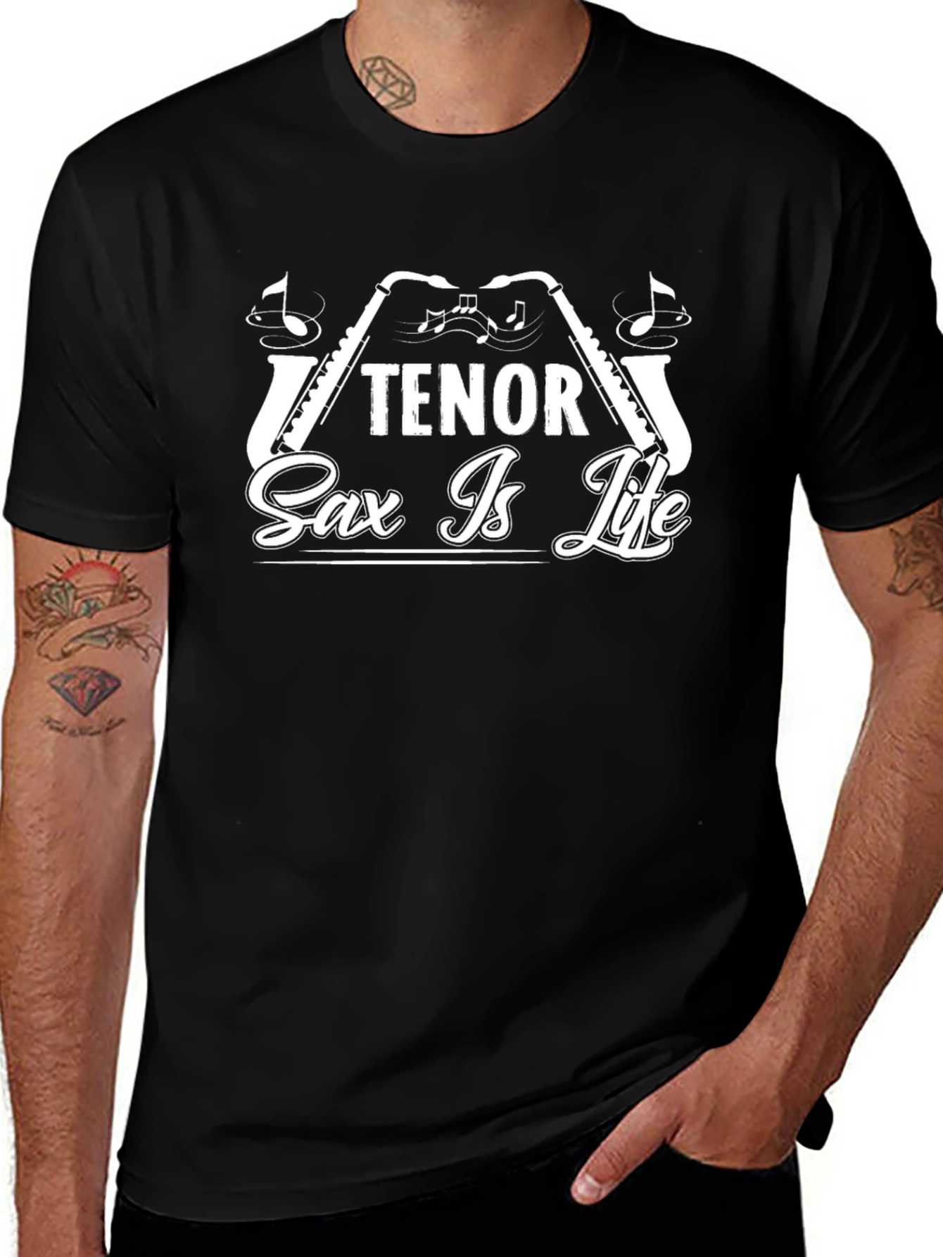 Tenor Sax Is Life Black T-Shirt