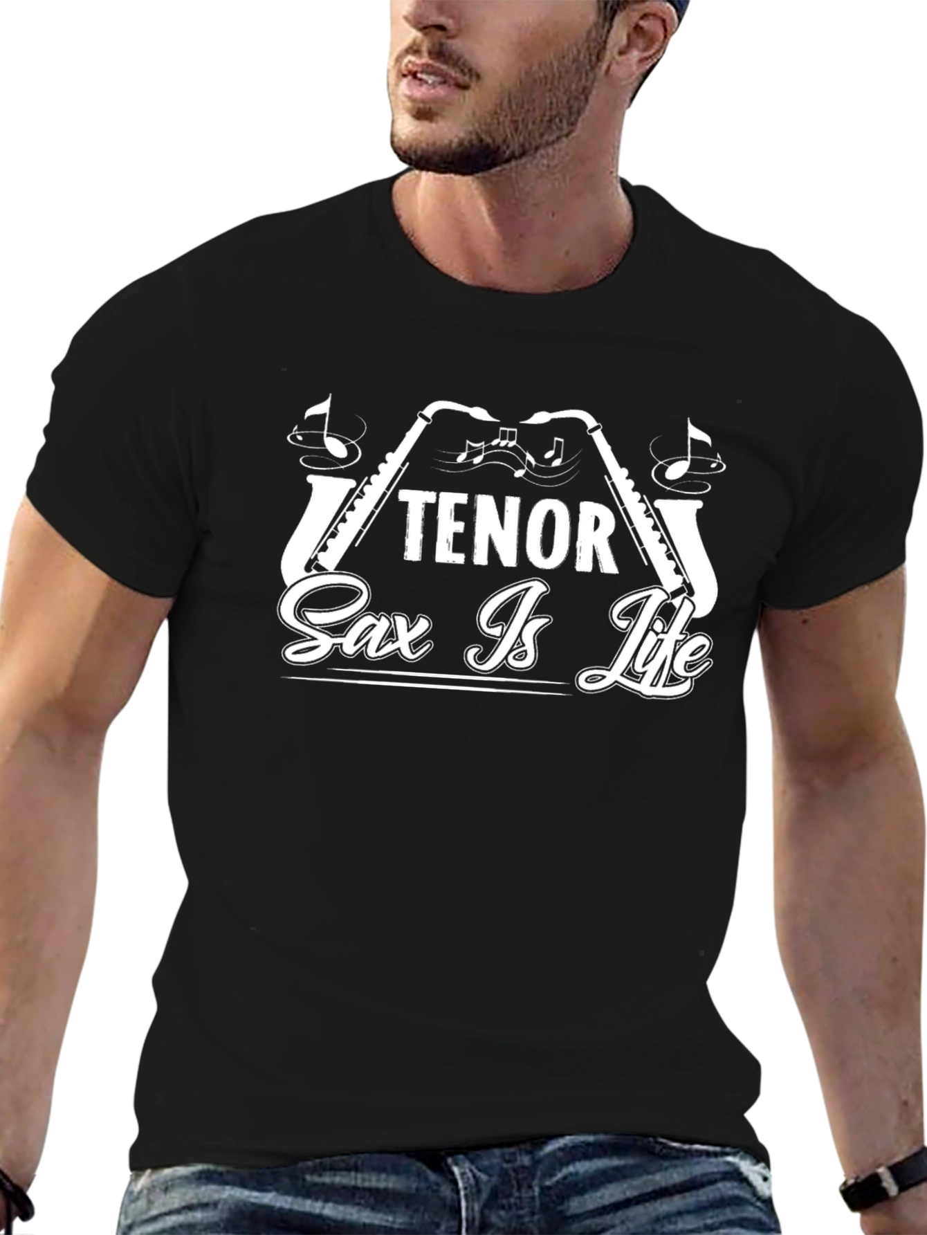 Tenor Sax Is Life Black T-Shirt