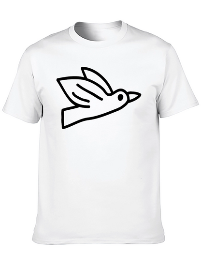 Bird Outline Graphic Tee - Soft Cotton Casual Shirt