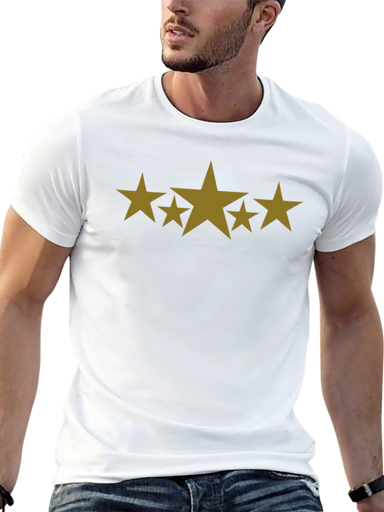 Black T-Shirt with Gold Star Design