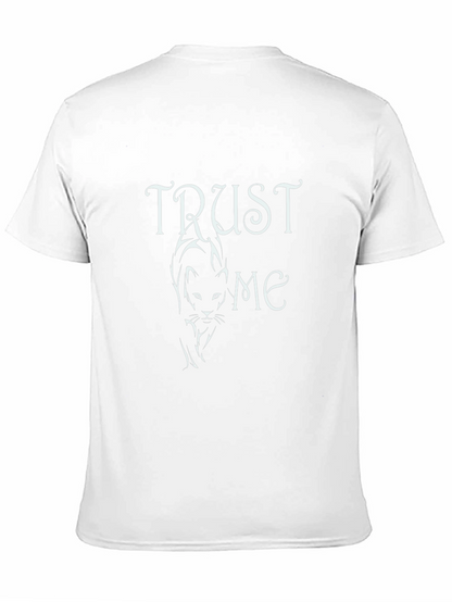 Trust Me Cat Graphic Tee - Black Cotton T-Shirt