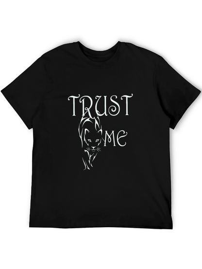 Trust Me Cat Graphic Tee - Black Cotton T-Shirt