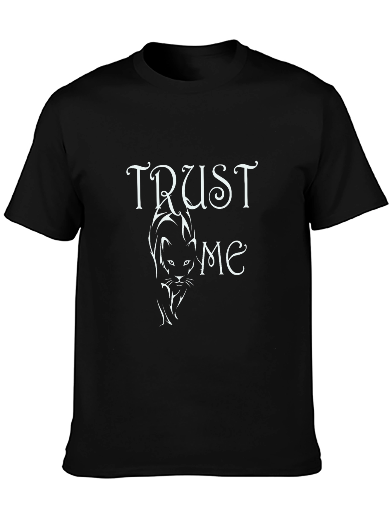 Trust Me Cat Graphic Tee - Black Cotton T-Shirt