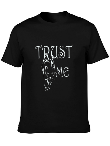Trust Me Cat Graphic Tee - Black Cotton T-Shirt