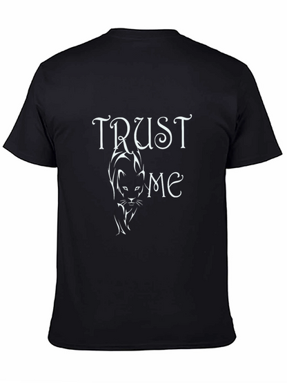 Trust Me Cat Graphic Tee - Black Cotton T-Shirt