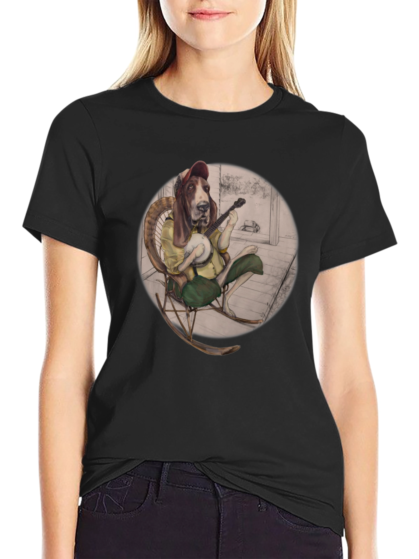 Bassett Hound Banjo Player T-Shirt