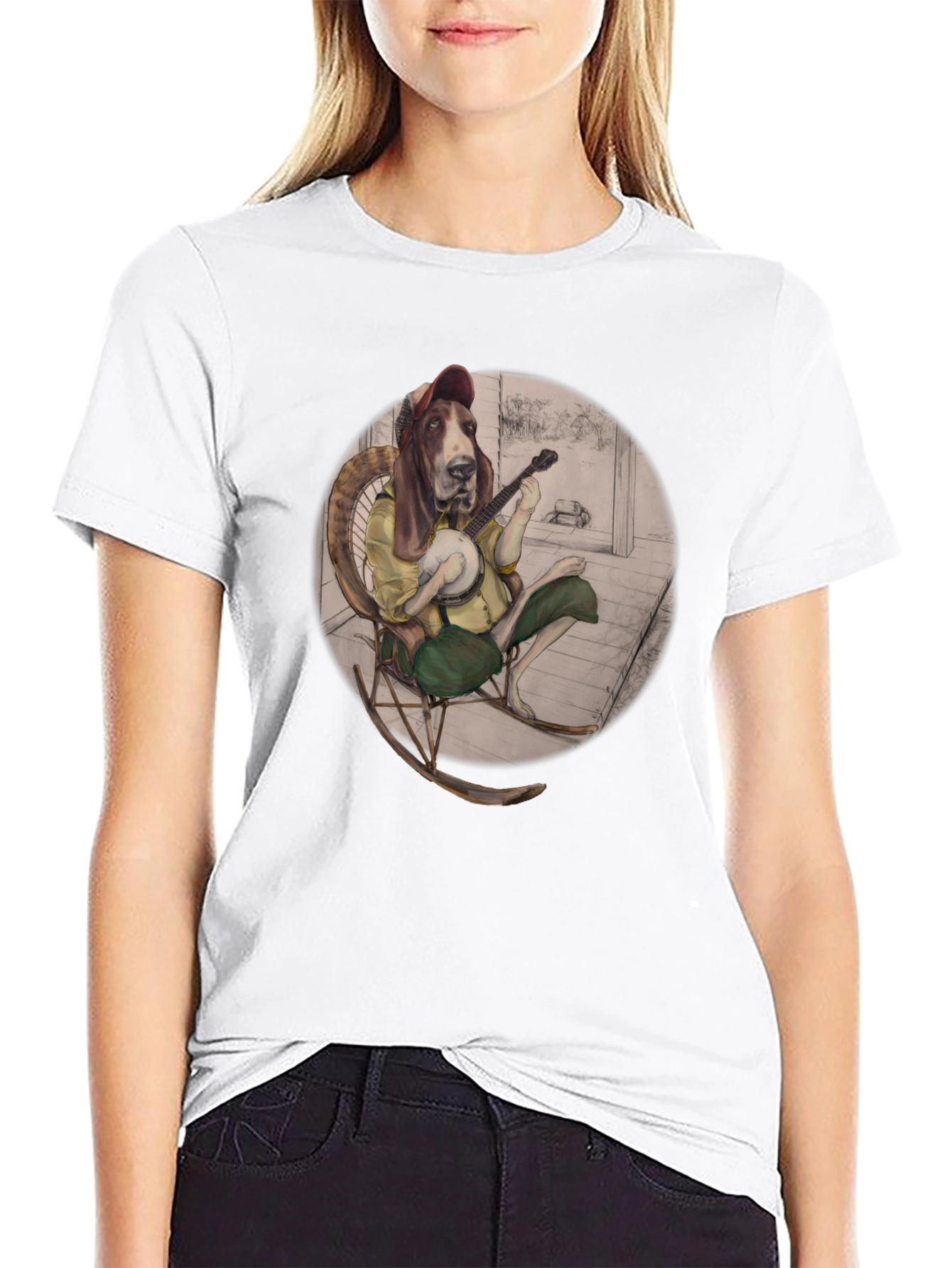 Bassett Hound Banjo Player T-Shirt