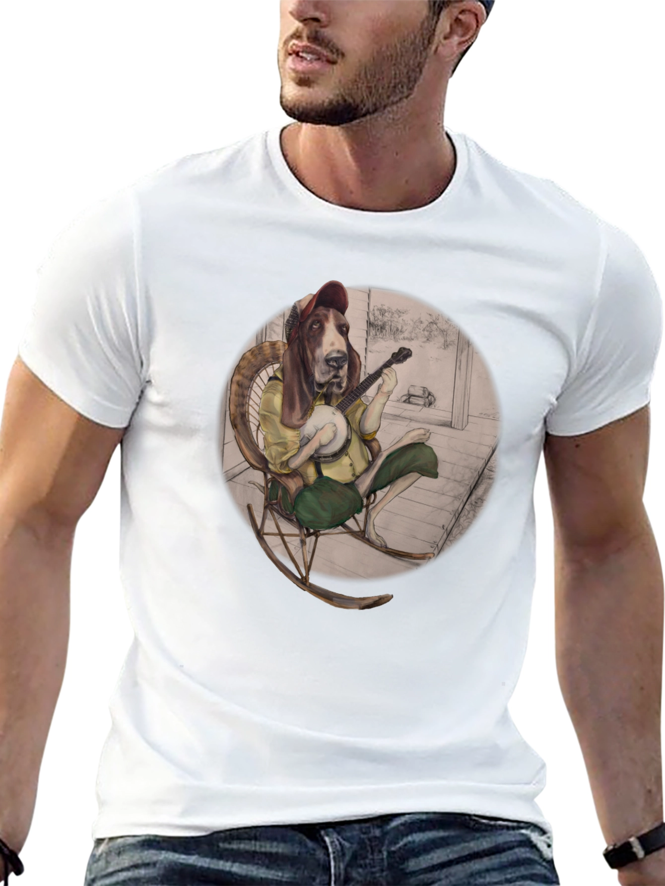 Bassett Hound Banjo Player T-Shirt