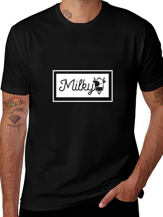 Black T-Shirt - Milky Cow Graphic