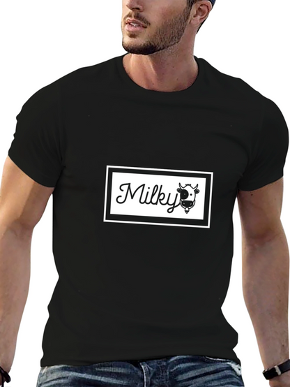 Black T-Shirt - Milky Cow Graphic