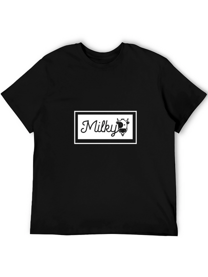 Black T-Shirt - Milky Cow Graphic