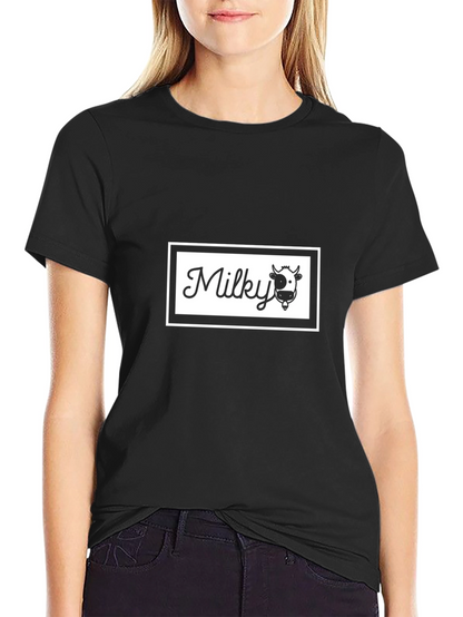Black T-Shirt - Milky Cow Graphic