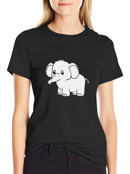 Black Graphic Tee - Cute Elephant Design