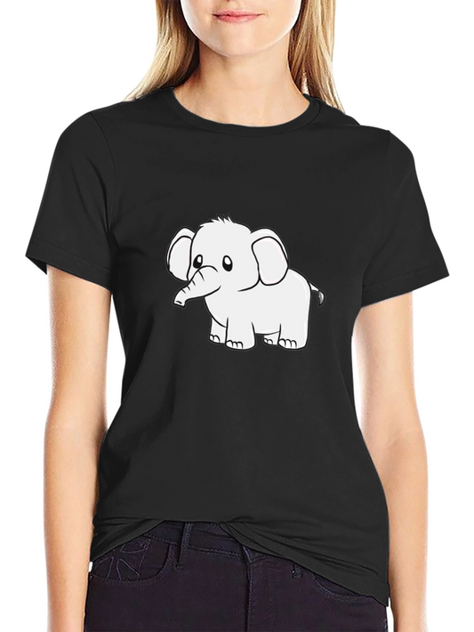 Black Graphic Tee - Cute Elephant Design