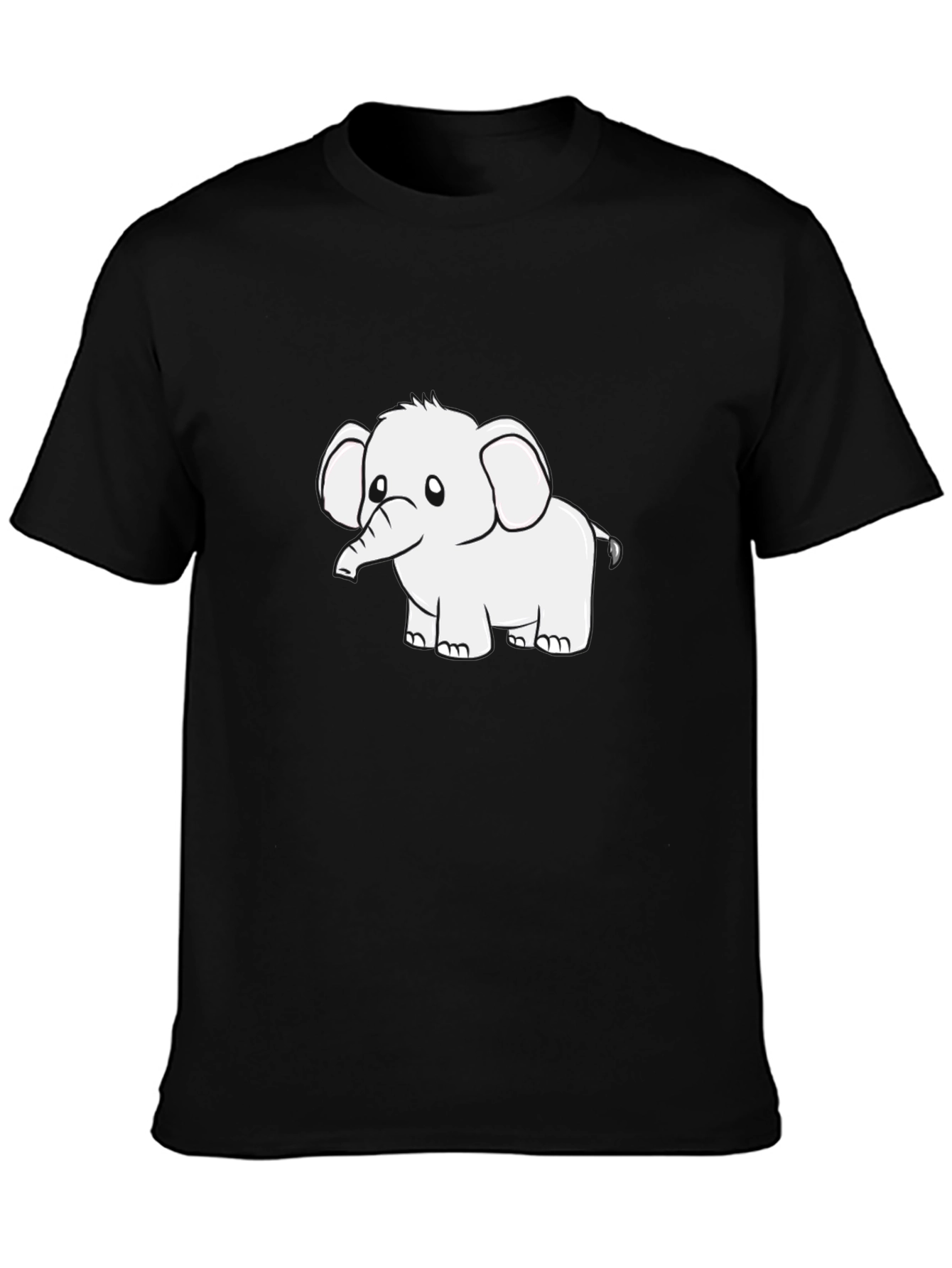 Black Graphic Tee - Cute Elephant Design