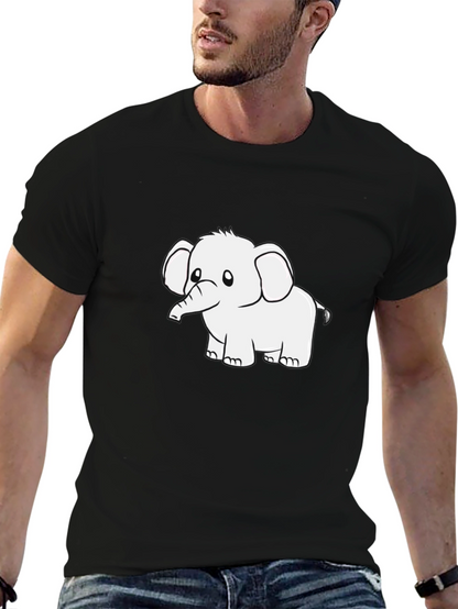Black Graphic Tee - Cute Elephant Design
