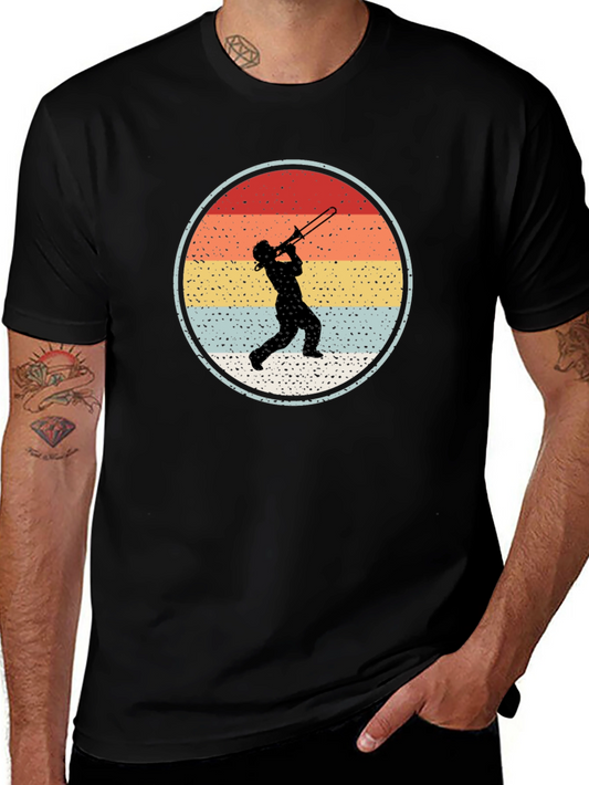 Vintage Trombone Player Graphic Tee - Black