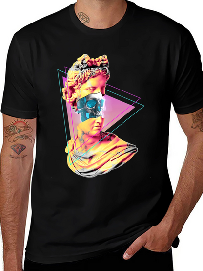 Statue Skull Graphic Tee - Mens Black T-Shirt