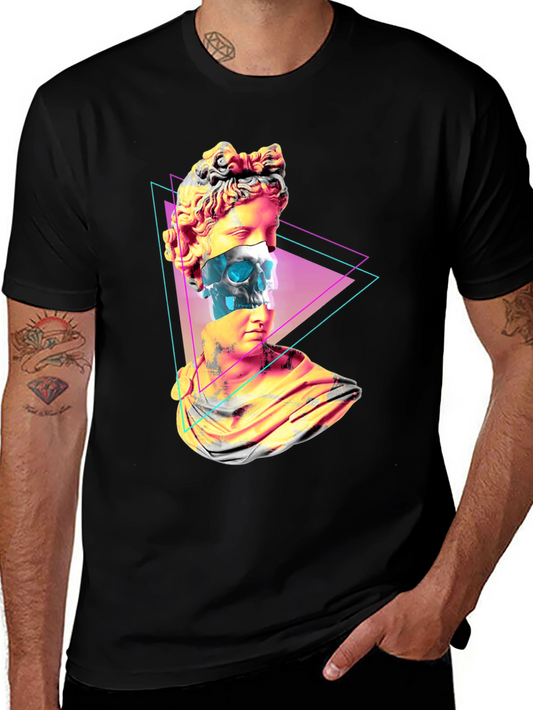 Statue Skull Graphic Tee - Mens Black T-Shirt