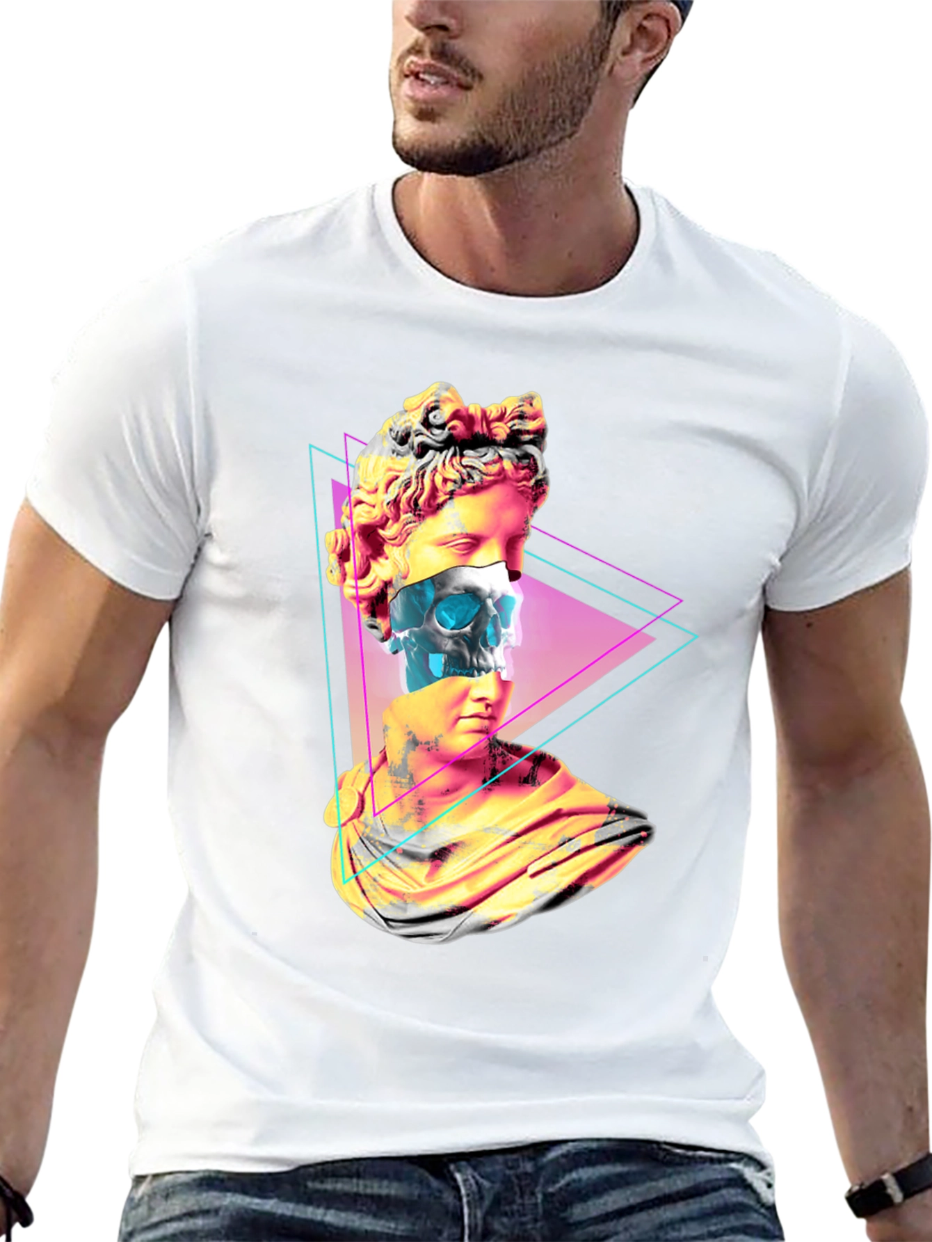 Statue Skull Graphic Tee - Mens Black T-Shirt
