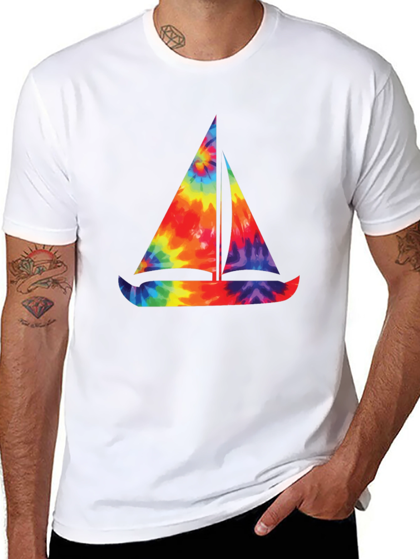 Tie-Dye Sailboat Graphic T-Shirt