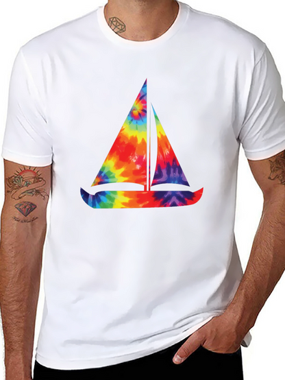 Tie-Dye Sailboat Graphic T-Shirt