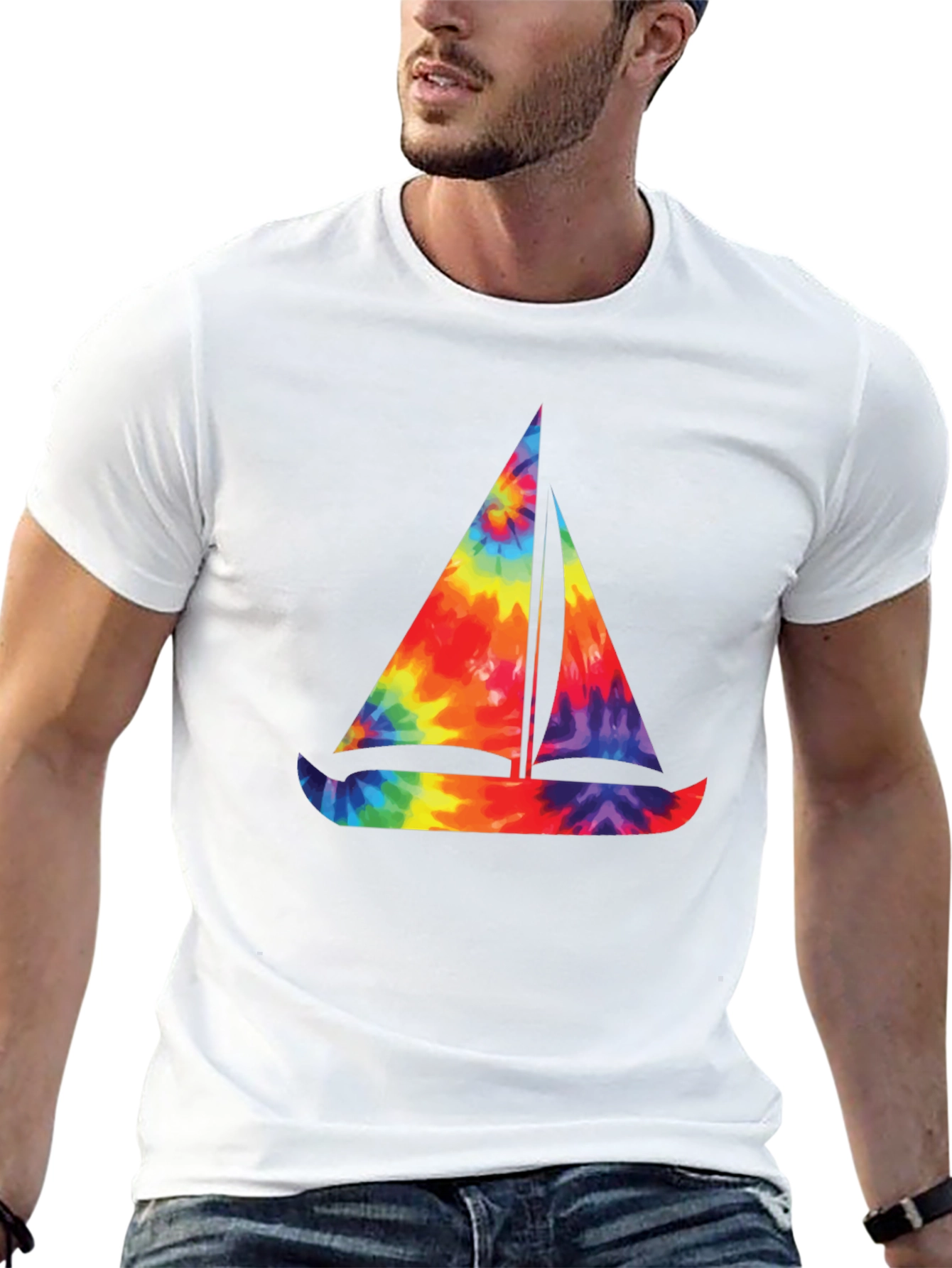 Tie-Dye Sailboat Graphic T-Shirt