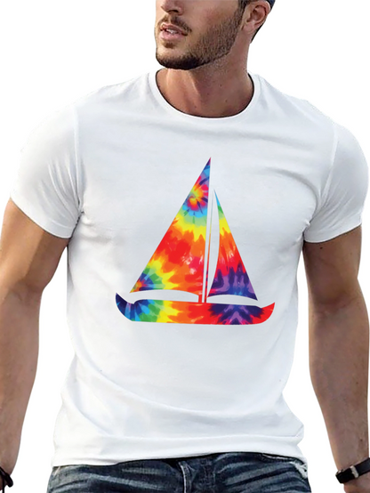 Tie-Dye Sailboat Graphic T-Shirt