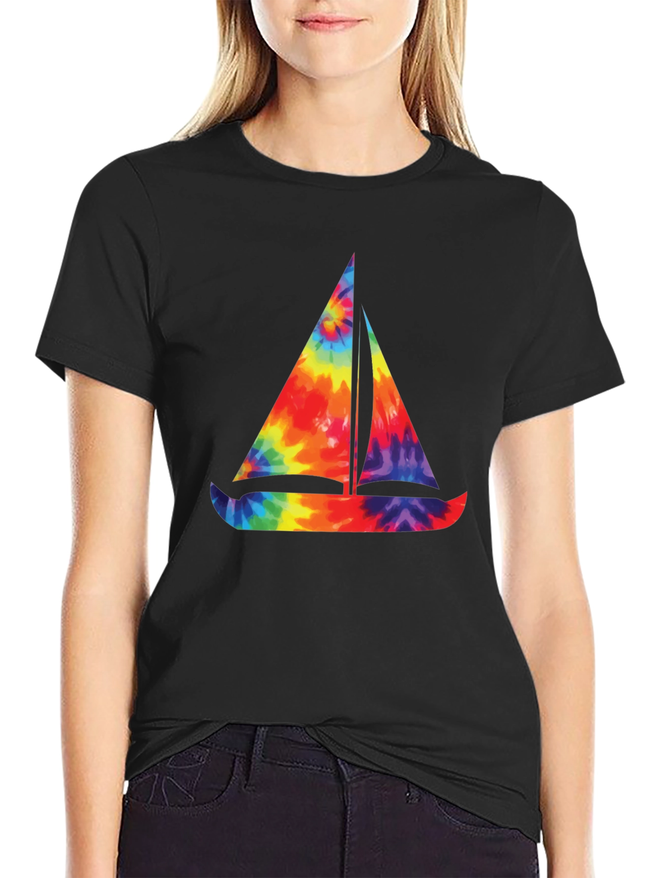 Tie-Dye Sailboat Graphic T-Shirt