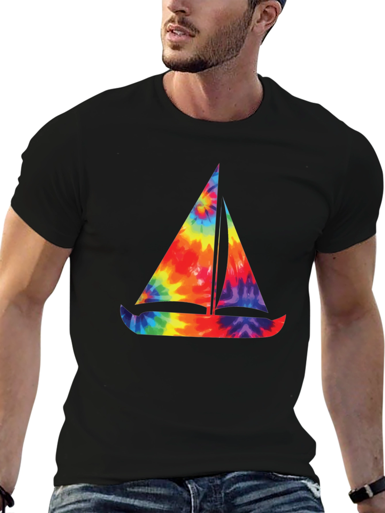 Tie-Dye Sailboat Graphic T-Shirt
