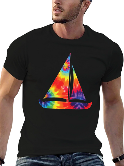 Tie-Dye Sailboat Graphic T-Shirt