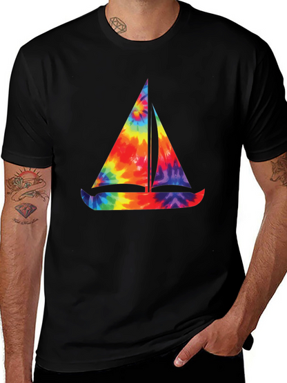 Tie-Dye Sailboat Graphic T-Shirt