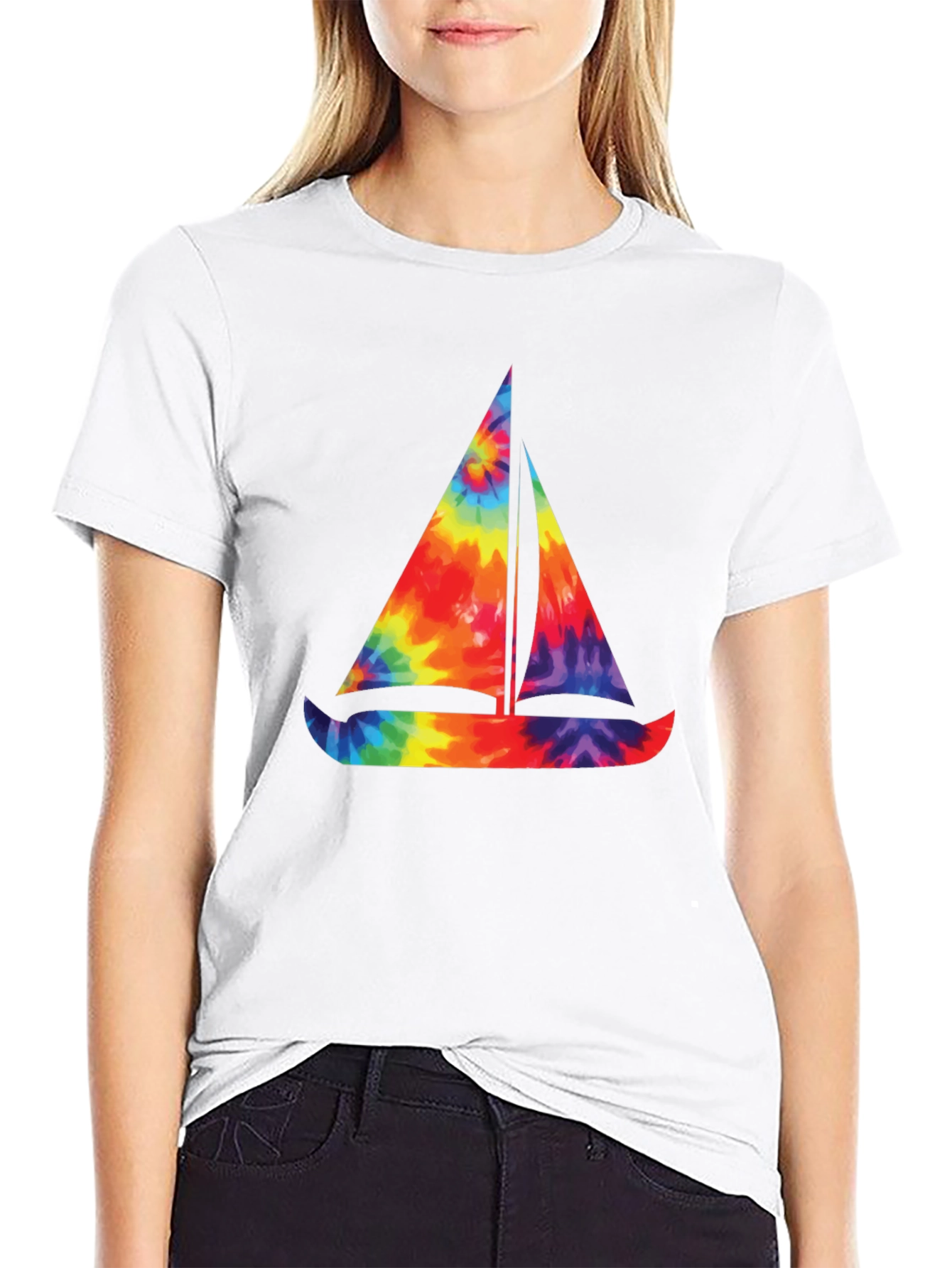 Tie-Dye Sailboat Graphic T-Shirt