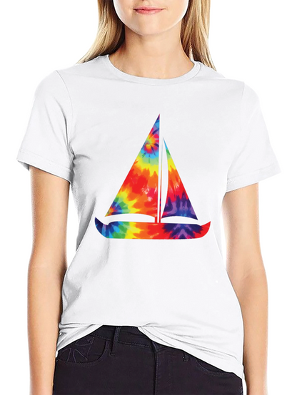 Tie-Dye Sailboat Graphic T-Shirt