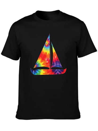 Tie-Dye Sailboat Graphic T-Shirt