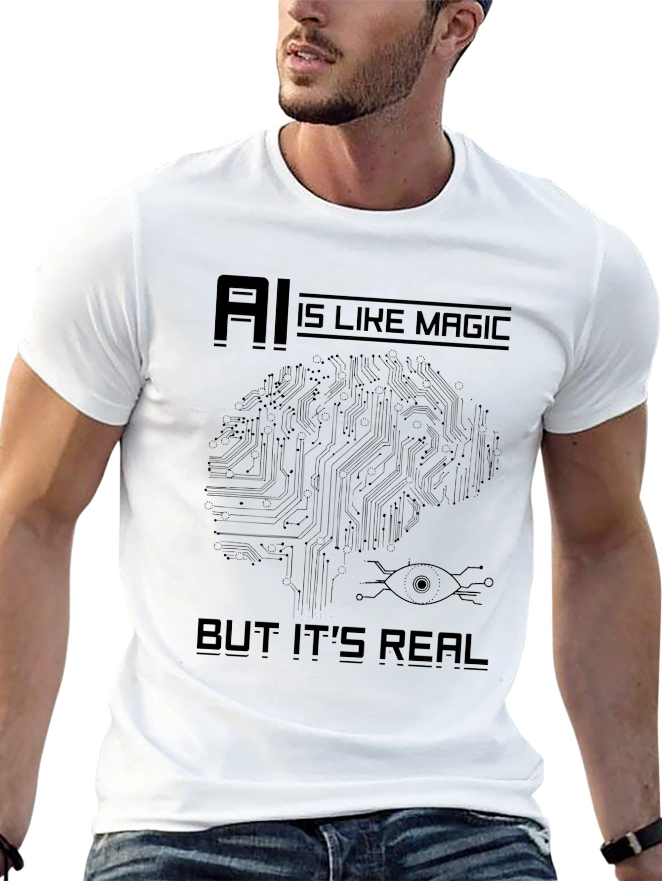 AI Is Like Magic But Its Real Black T-Shirt