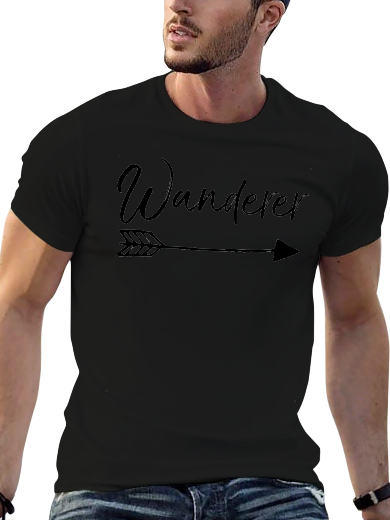 Wanderer Arrow Graphic Tee - Black Casual T-Shirt